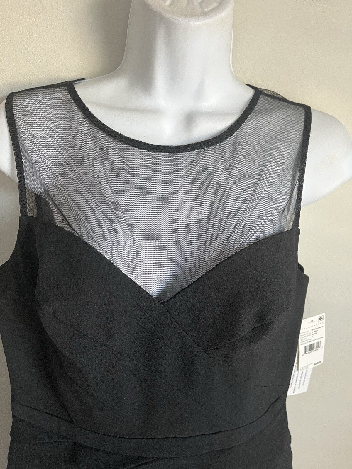 New Aidan Mattox Women’s Black Illusion Pleated Fit Flare Cocktail Dress Sz. 6