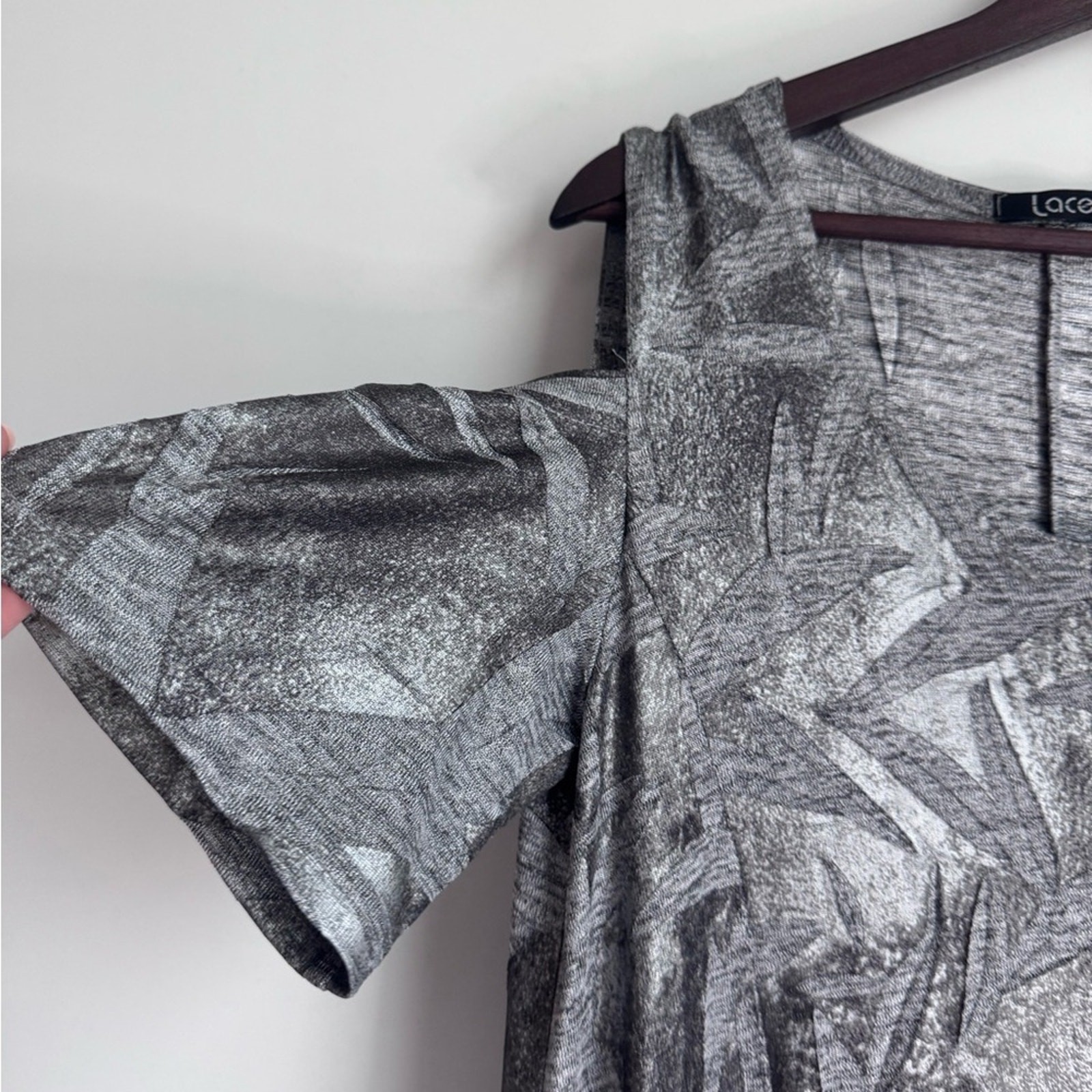 LACE Lagenlook Minimalist Gray Dress Size XL French Canada Cut Out Texture