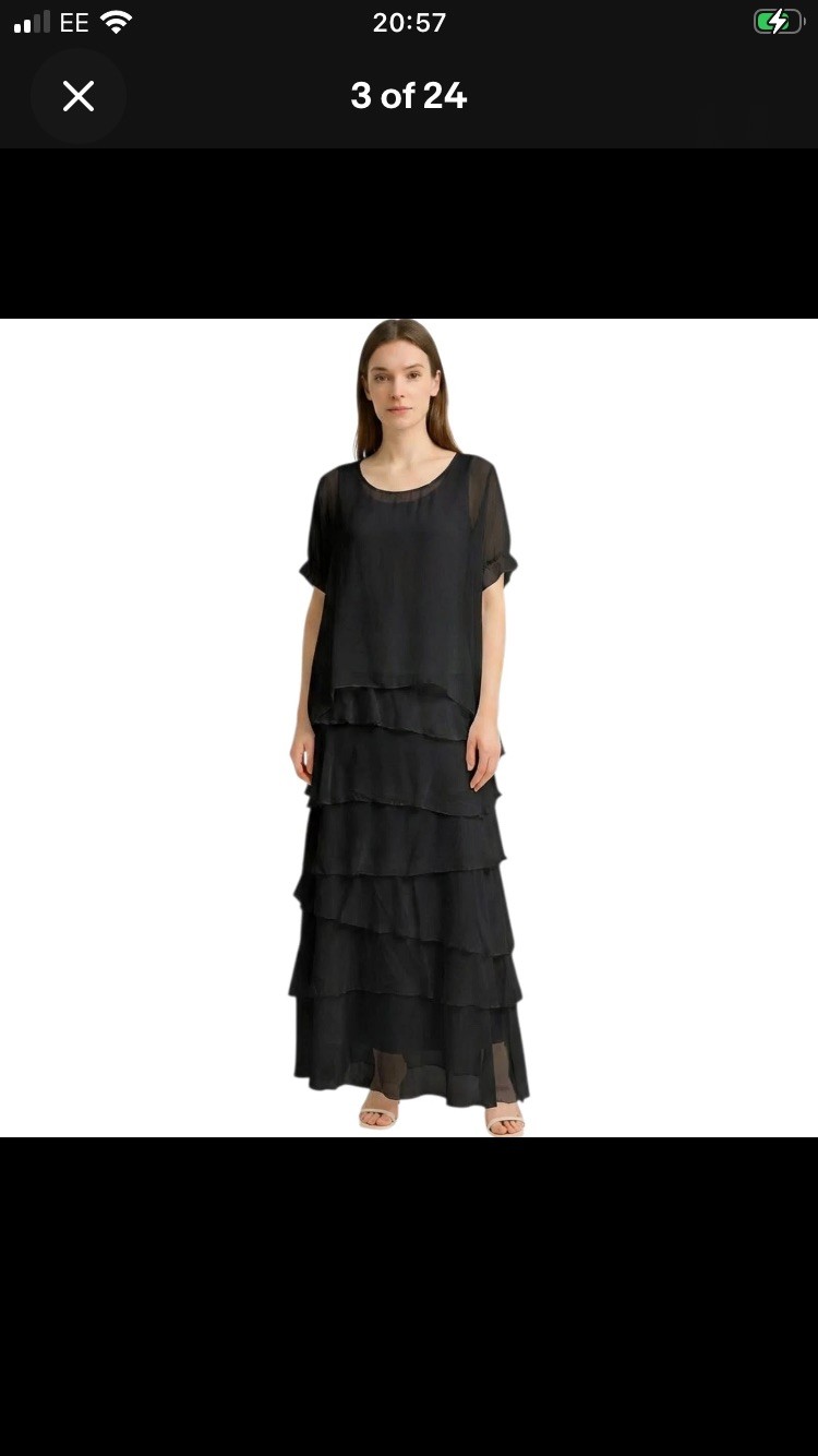 Women’s Dress Silk Detail Double Layer Italian Shredded Ladies Elegant Summer
