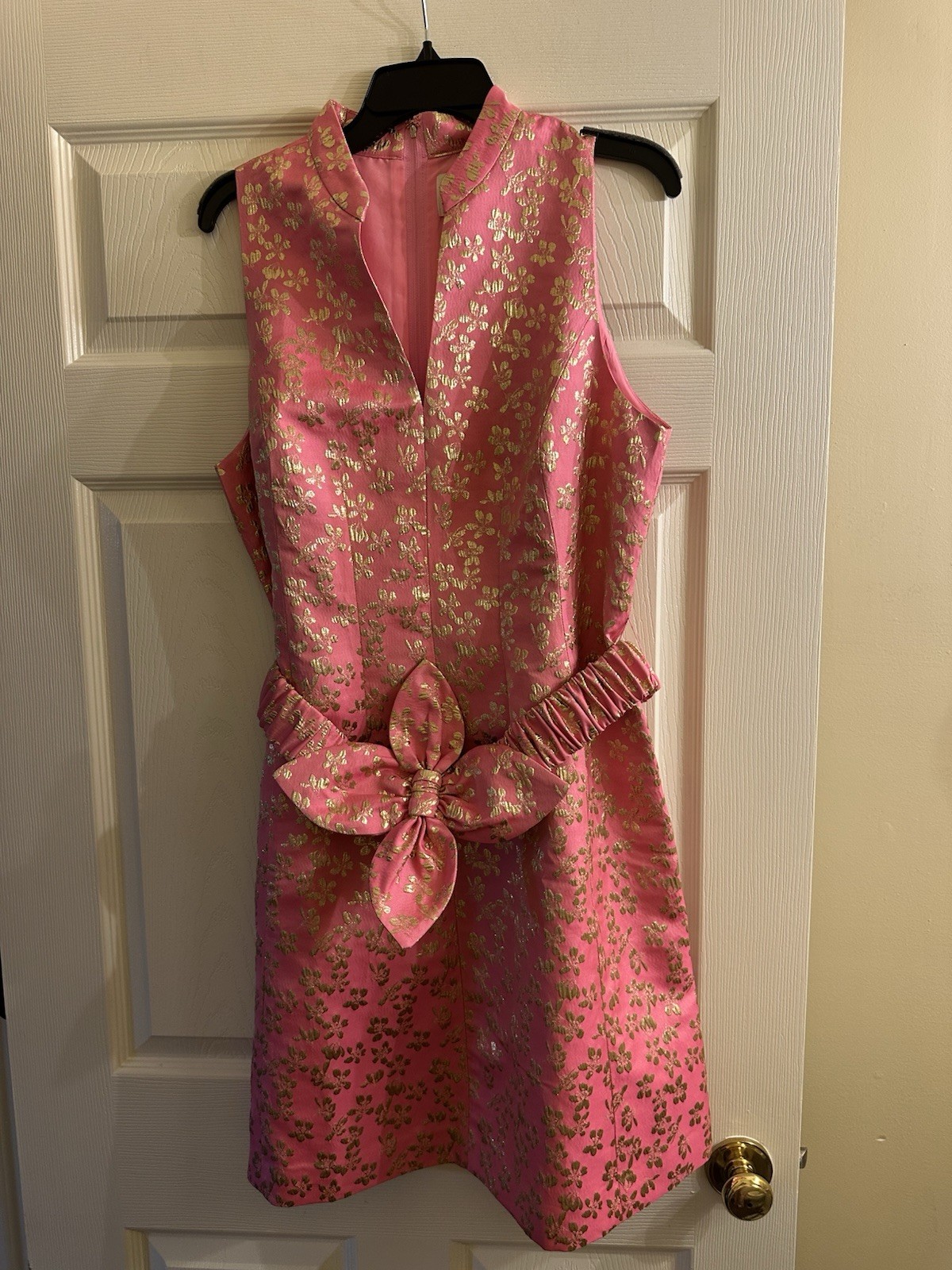 NWT Lilly Pulitzer Tazie Rousseau Pink Ditsy Daisy Metallic Brocade Dress Sz 14