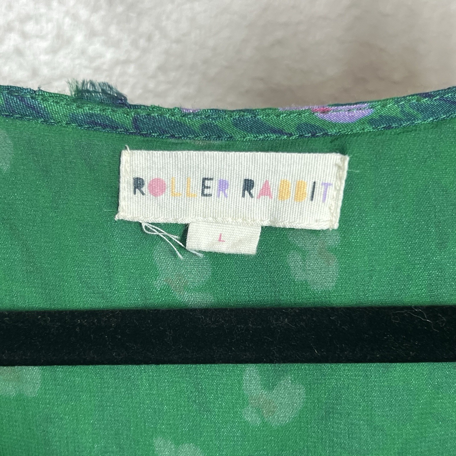 Roller Rabbit Dress Cerro Ondike Mini Green Pink Floral Womens Size Large