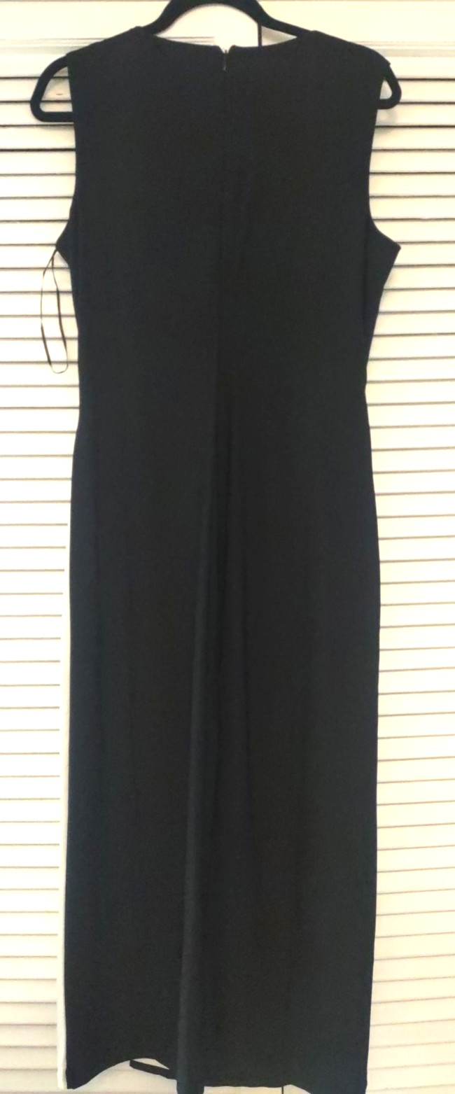 Carmen Marc Valvo Black White Sleeveless Colorblock Midi sz. L Dress New $128