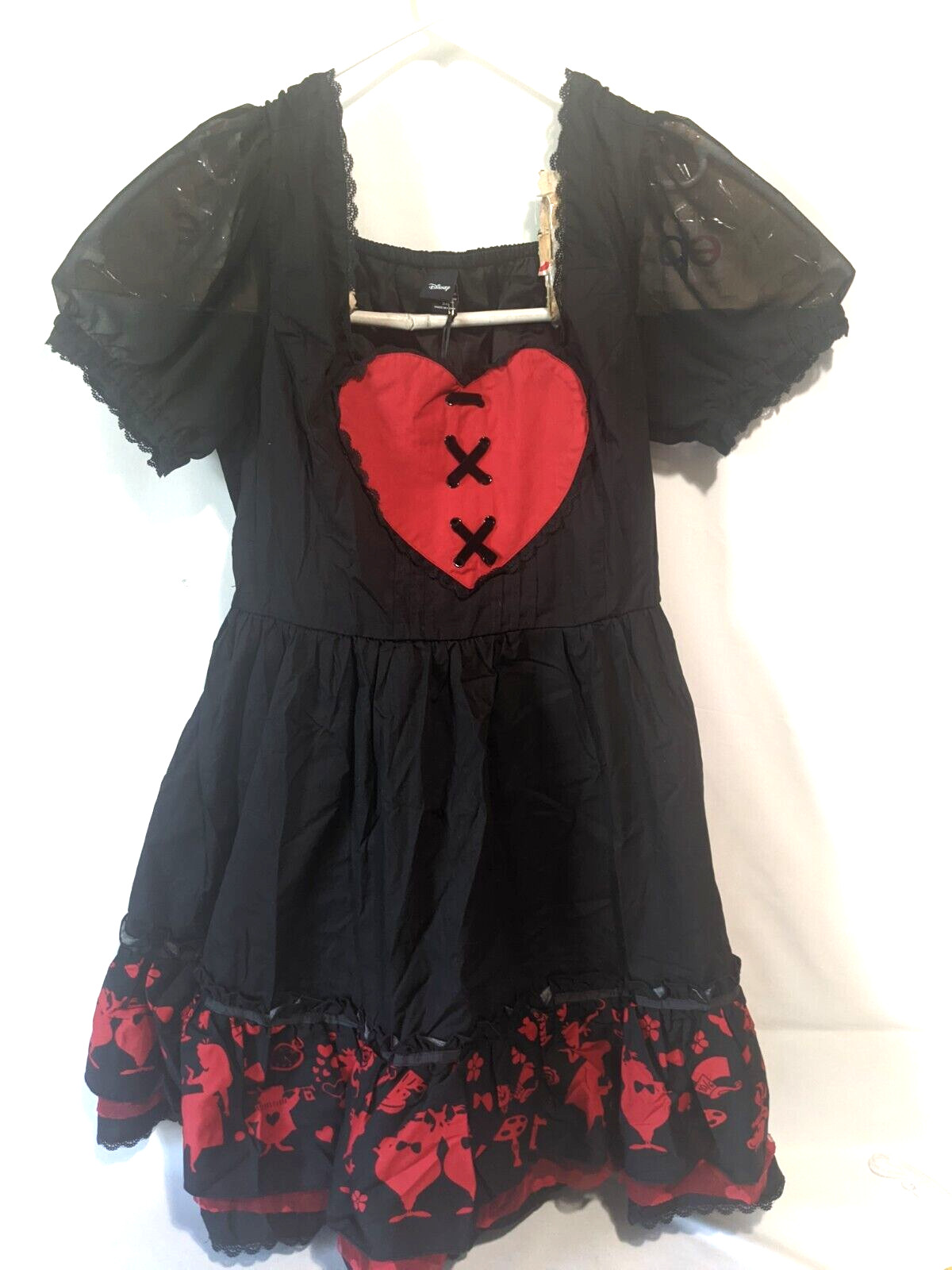 Hot topic Disney Alice In Wonderland Queen Of Hearts Dress Medium Black Red