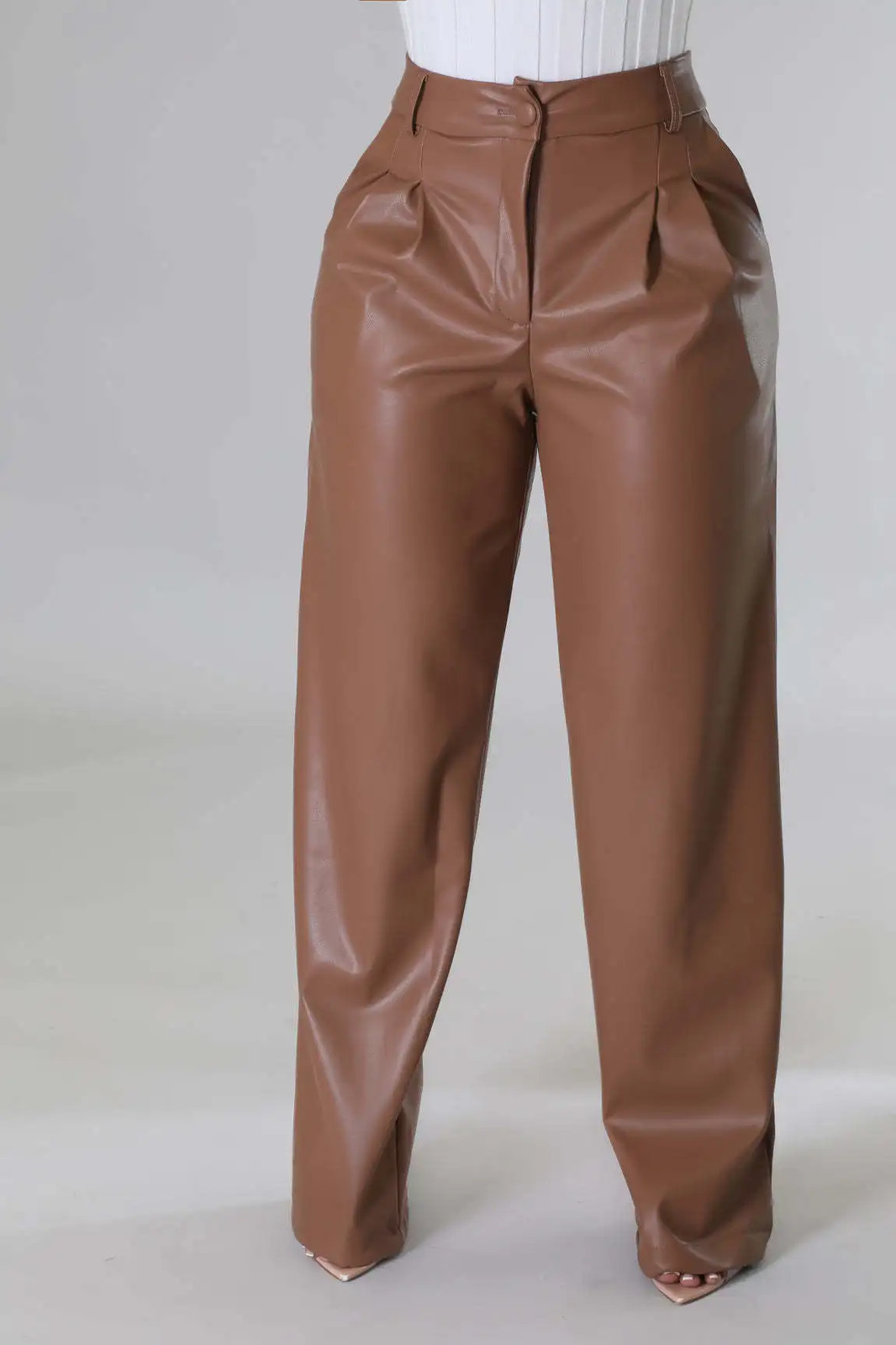 African High Waist PU Pants