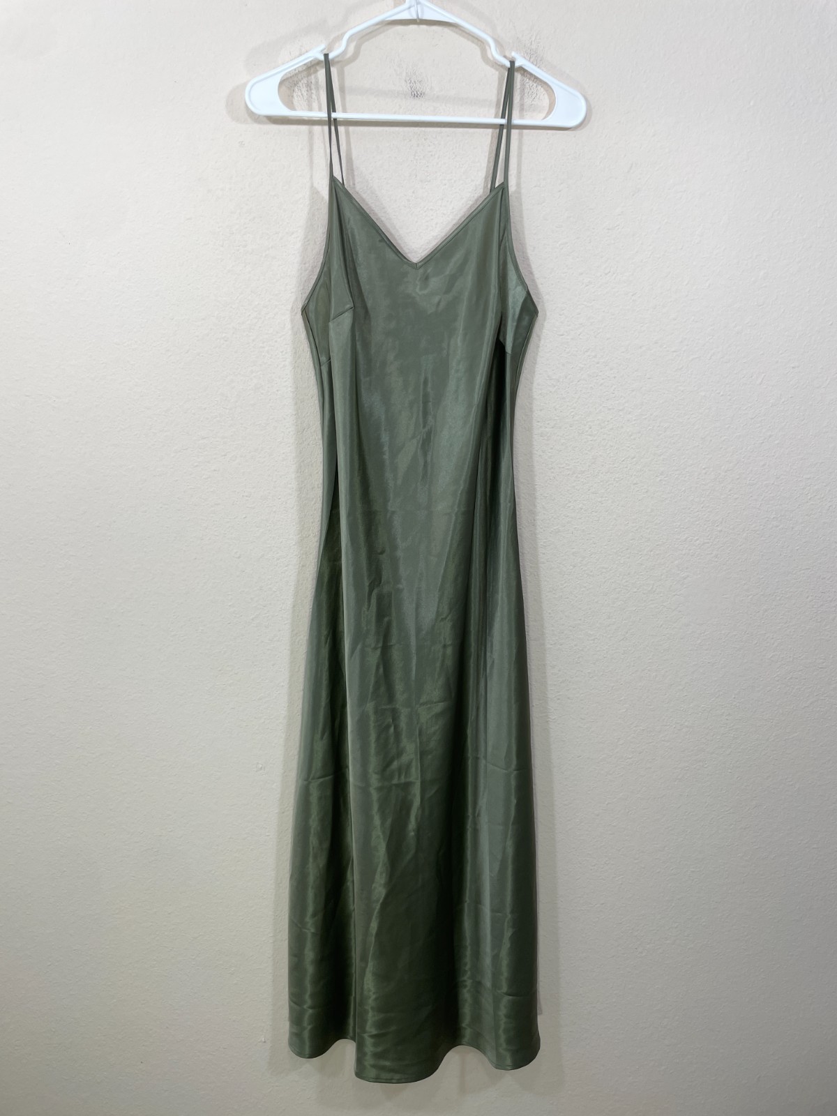 Pietro Brunelli Milano Size Small Satin Slip Dress Olive Long Maxi Dress Strappy