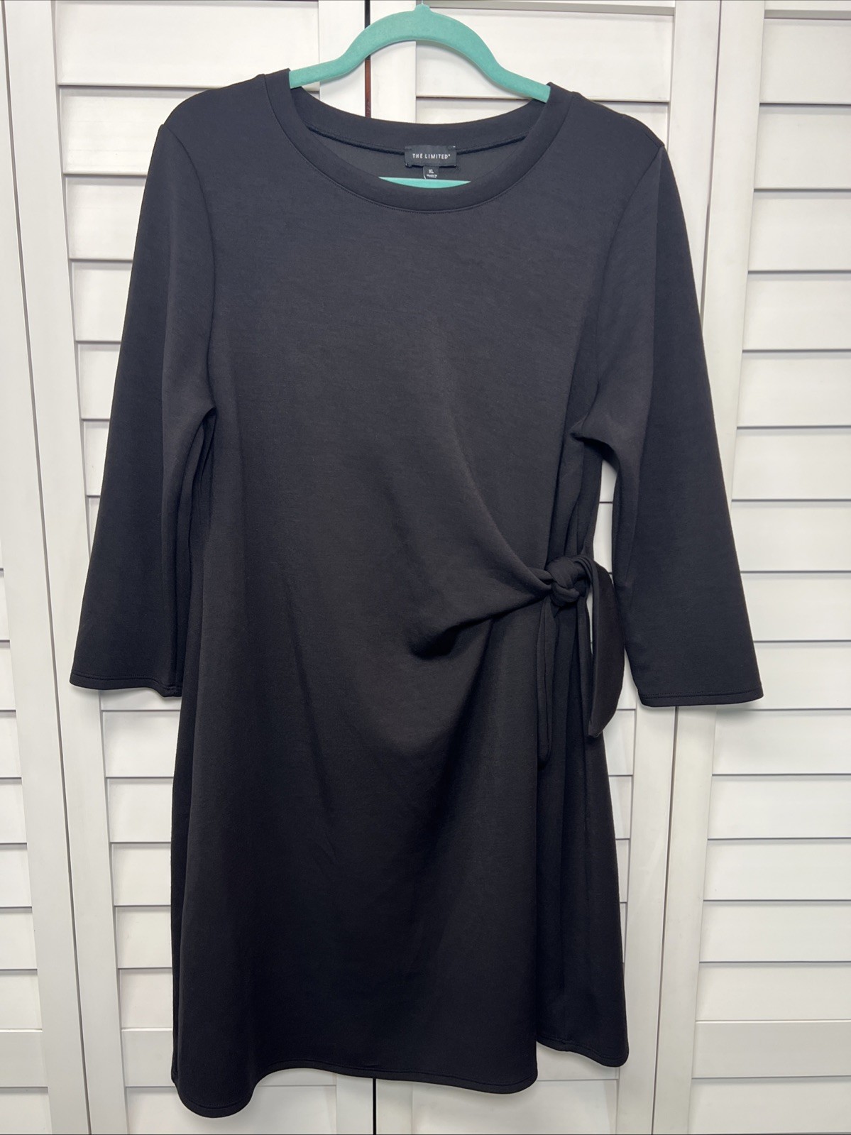 The Limited 3/4 Sleeve Tie Waist Stretch Office Dress Women’s Size XL Black