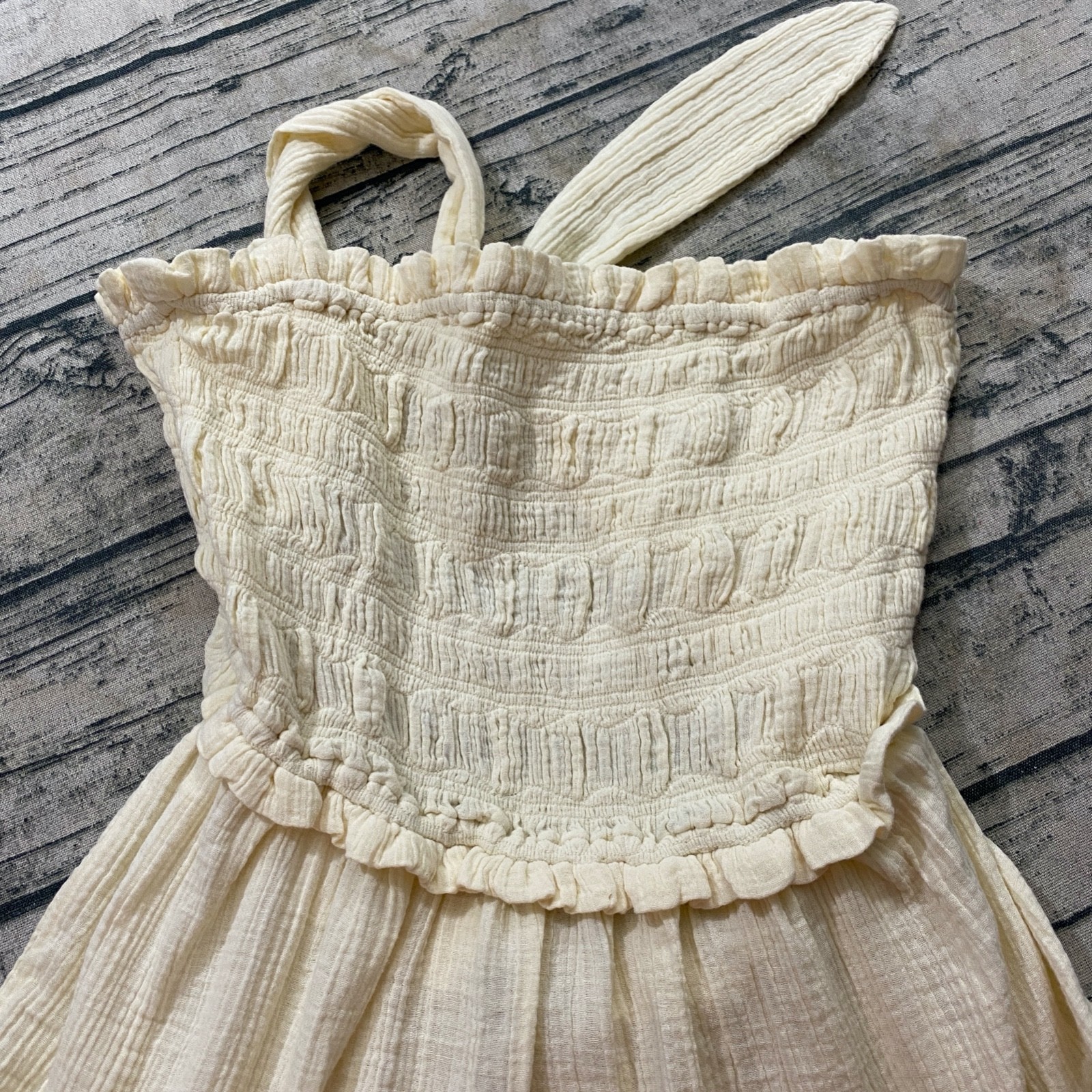 Sea New York Sophie Solid Strapless Smocked Cover Up Bodice Dress Womens M Cream