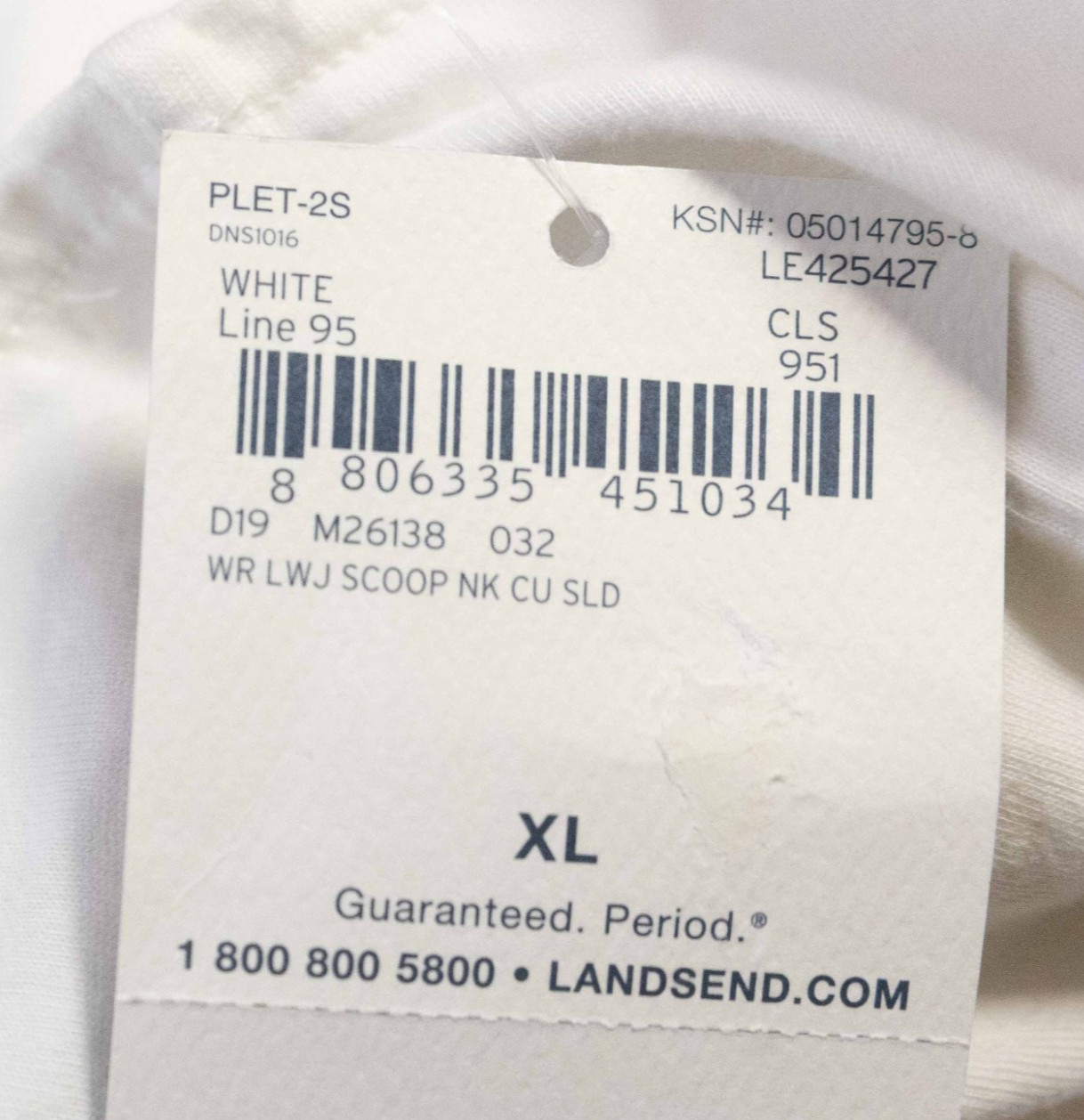 Lands’ End White Sleeveless Empire Waist Cotton Knit Dress Size XL