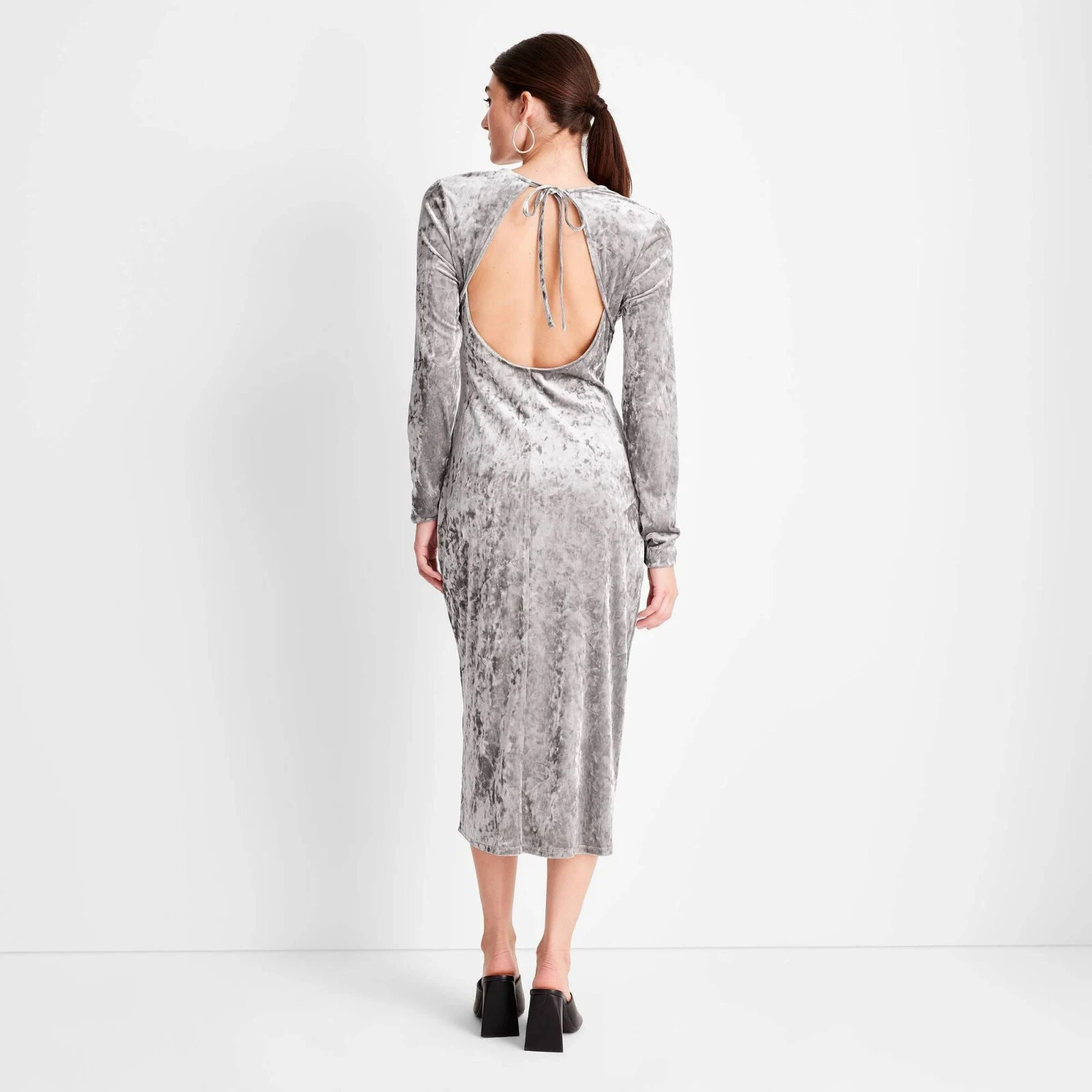 Future Collective Velvet Ruched A Line Dress Women’s Open Back – Size Large