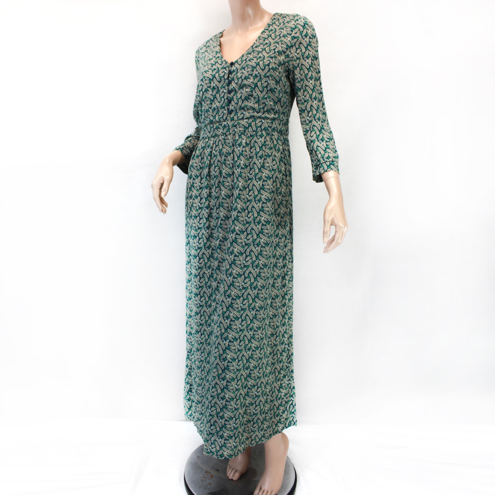 Seasalt Cornwall Green floral Print Feather Slate lined midi dress 4