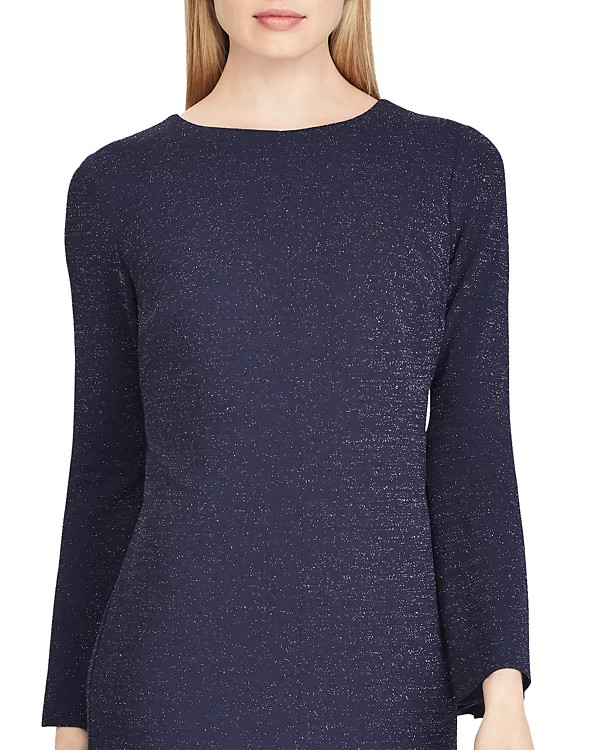 LAUREN Ralph Lauren Boat Neck 3/4-Sleeve Ruched Jersey Sheath Cocktail Dress, 2P