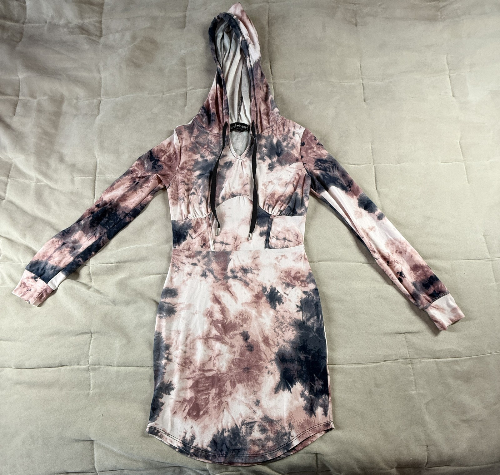 Derek Heart Tie Dye Multicolor Size S Soft Hippie Above The Knee Hoodie Dress