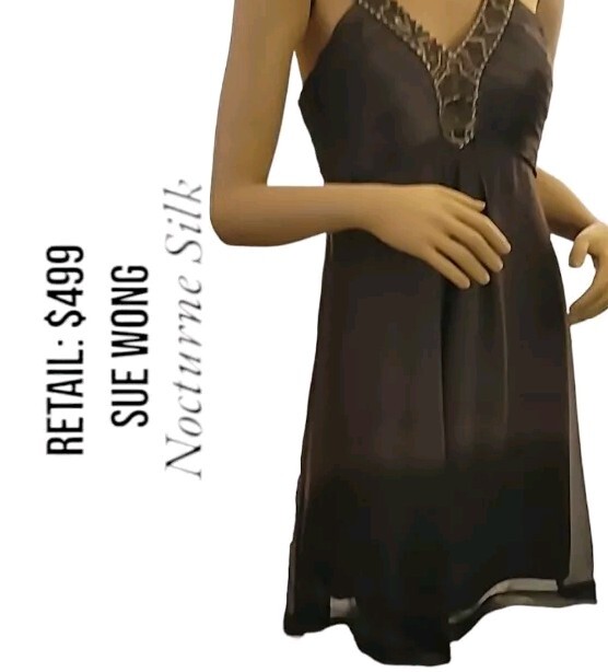Paid $499 Sue Wong Nocturne Beaded Jeweled Smokey Grey Silk Ombre Dress Size 6