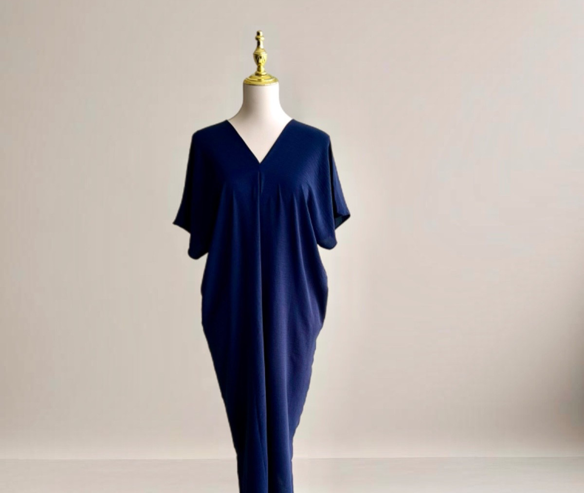 0051/ Navy Color Kaftan Crinkle Airflow