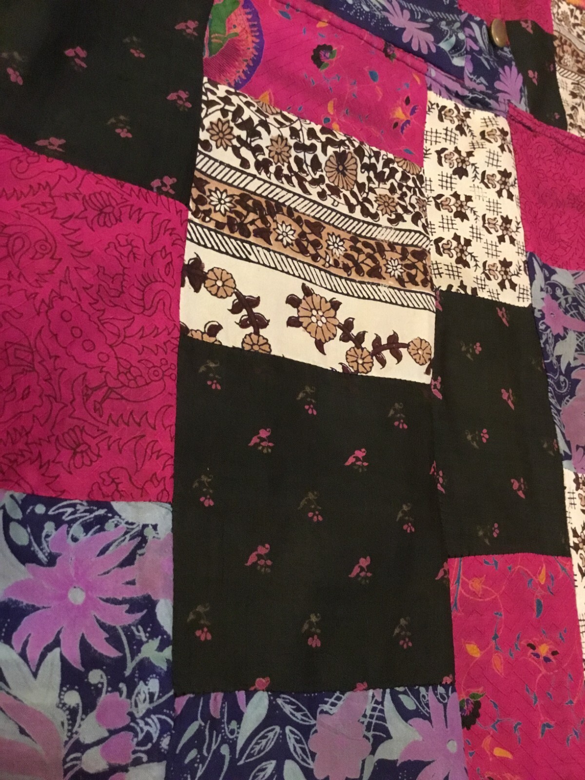 C:EED Sz L Reversible Maxi Jumper Dress Silk Patchwork Black Pink Multi6-A513-12