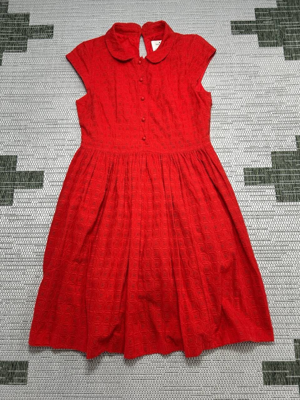 Kate Spade Shirt Dress Womens 8 Red Cotton Blouson