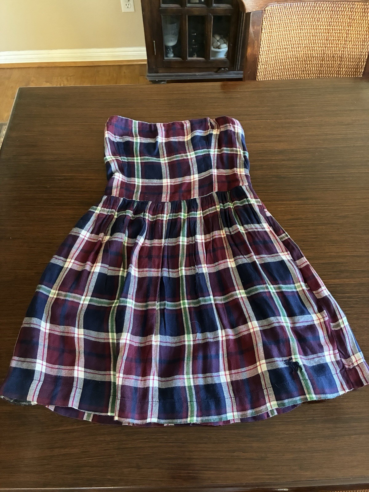 Abercrombie And Fitch Plaid Strapless Dress Medium