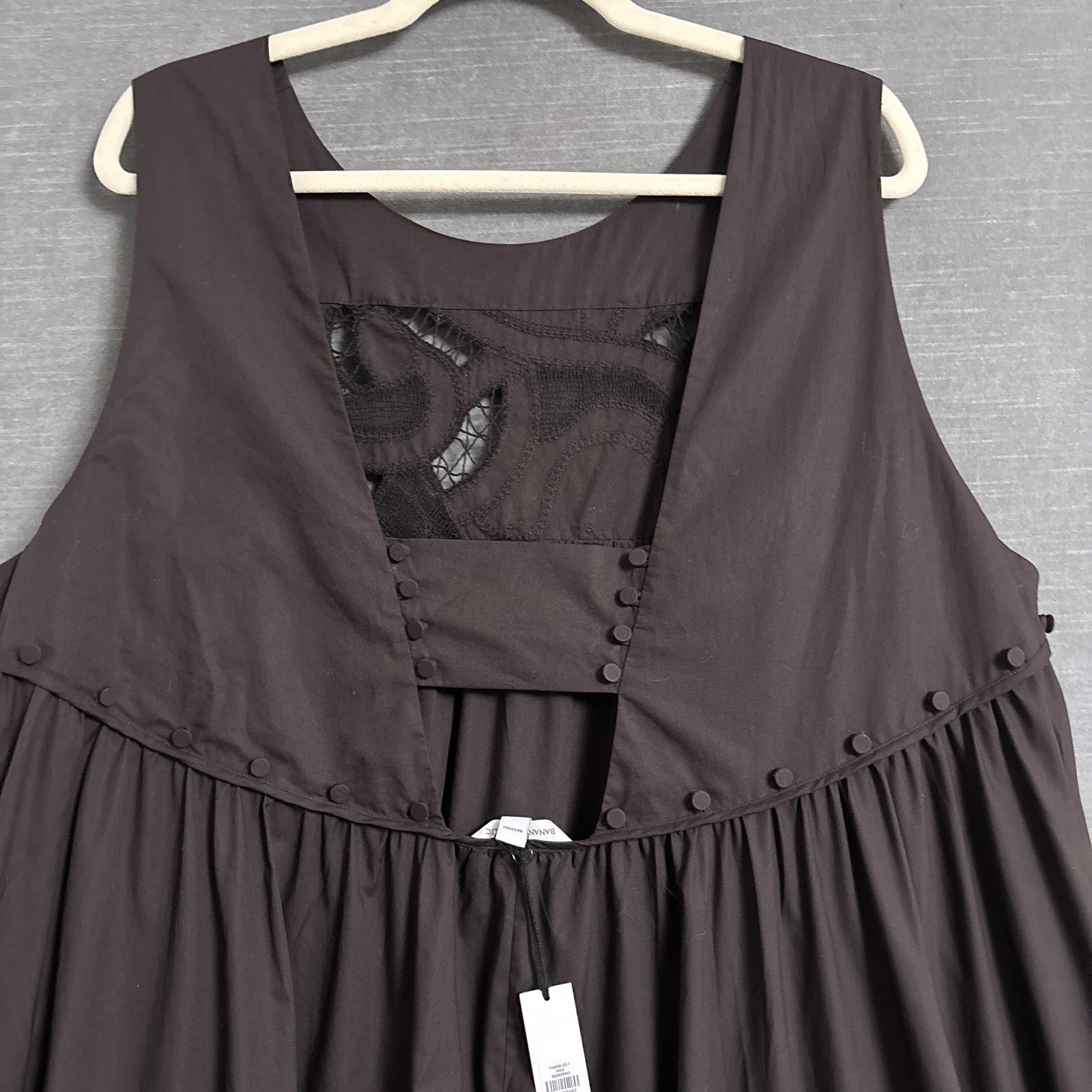 NEW Banana Republic Dress XXL Brown Cotton Eyelet Poplin Maxi Swing Sleeveless
