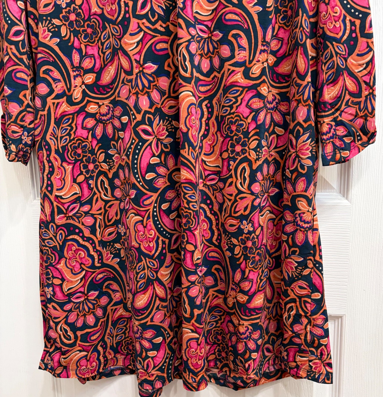 NEW DEAR SCARLETT 3/4 SLEEVE ROLL TAB SPLIT NECK DRESS WITH POCKETS MEDIUM