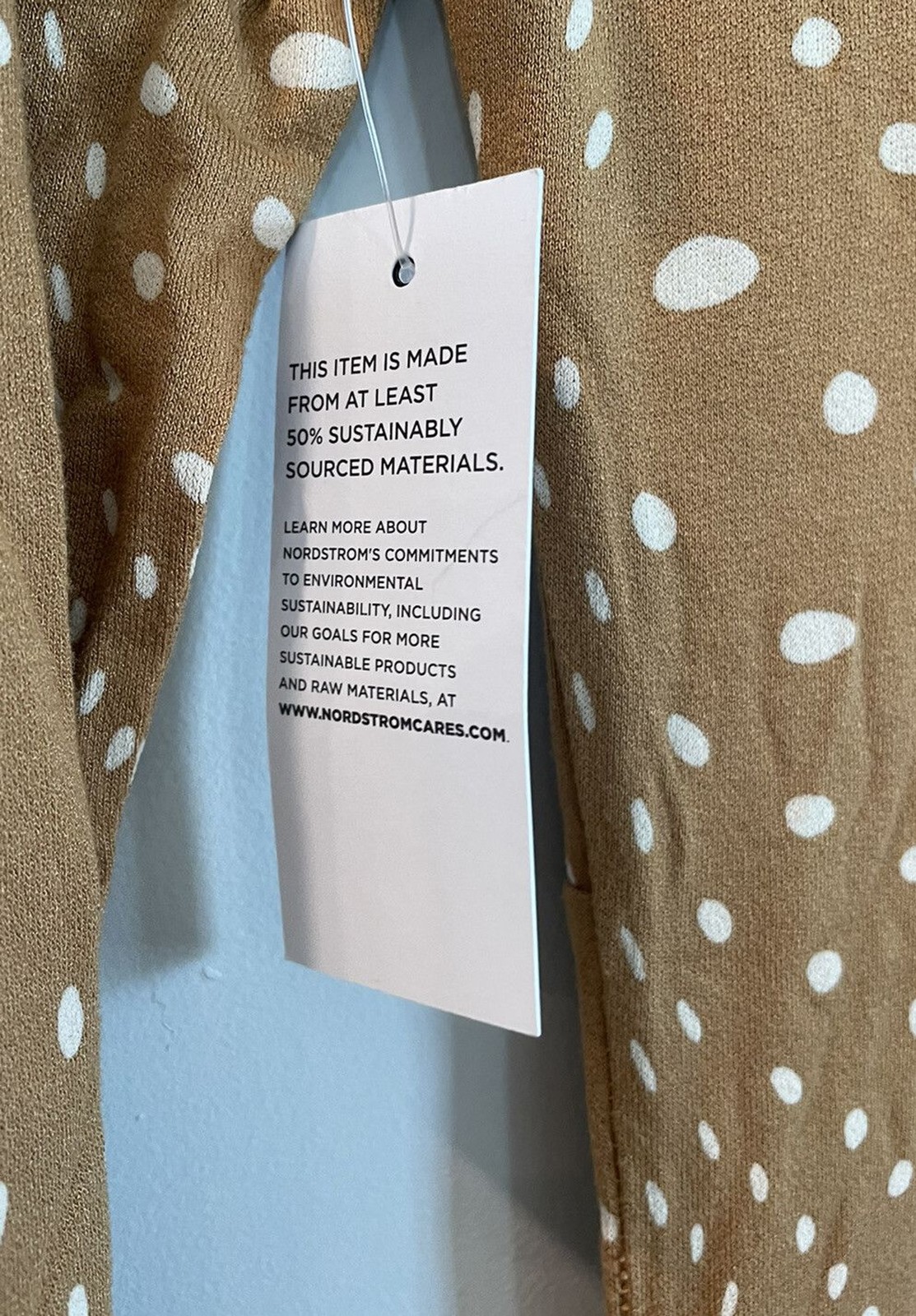 BP Nordstrom Brown Dot Print Dress Size XS NWT V-Neck Stretchy Boho Preppy