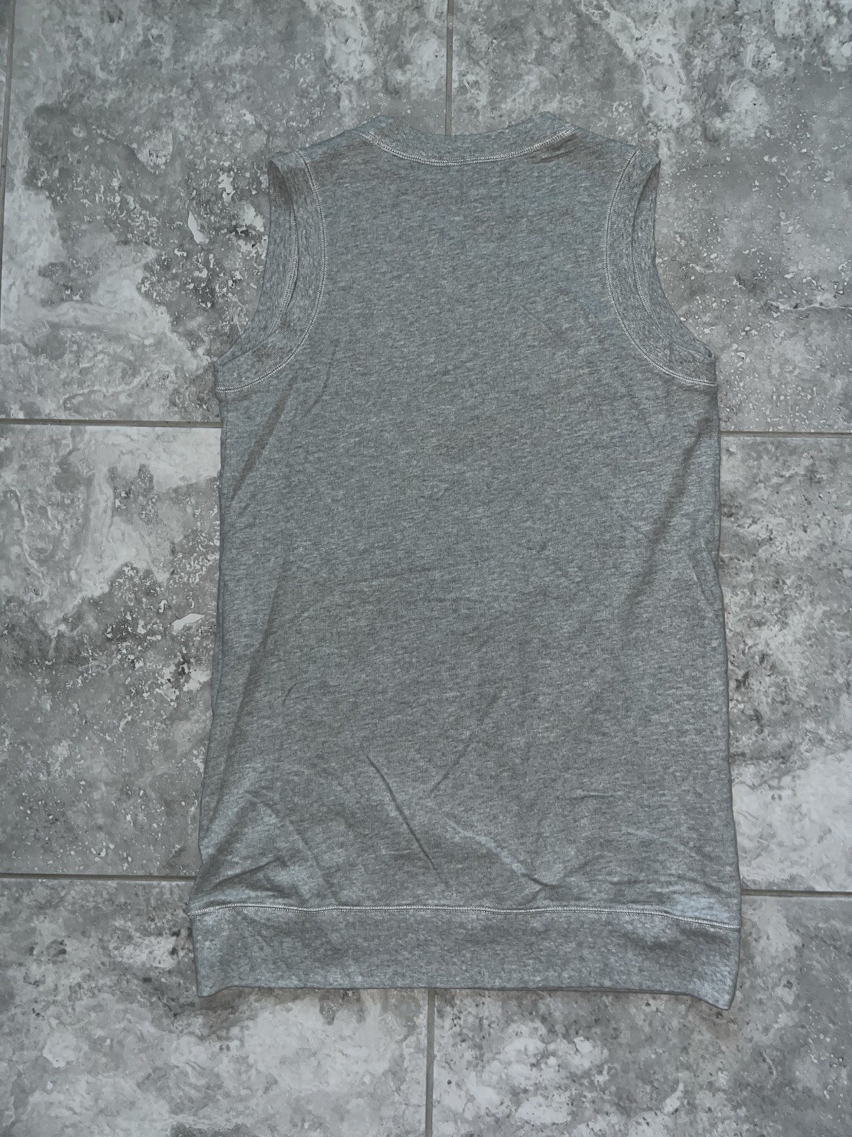 Norma Kamali Cotton Blend Sleeveless V Neck Sweatshirt Tunic Mini Dress Gray L