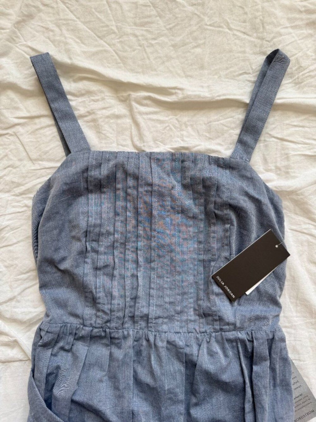 Julia Jordan Embroidered Cotton Midi Dress Denim / Ivory Blue Size 4 Tie Waist