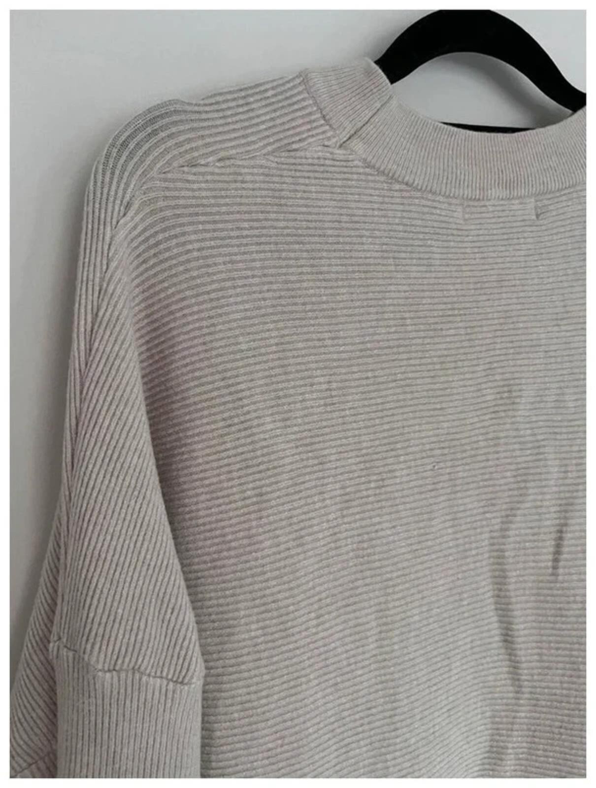 Kaylla Oatmeal Ribbed Knit Jumper Dress – One Size
