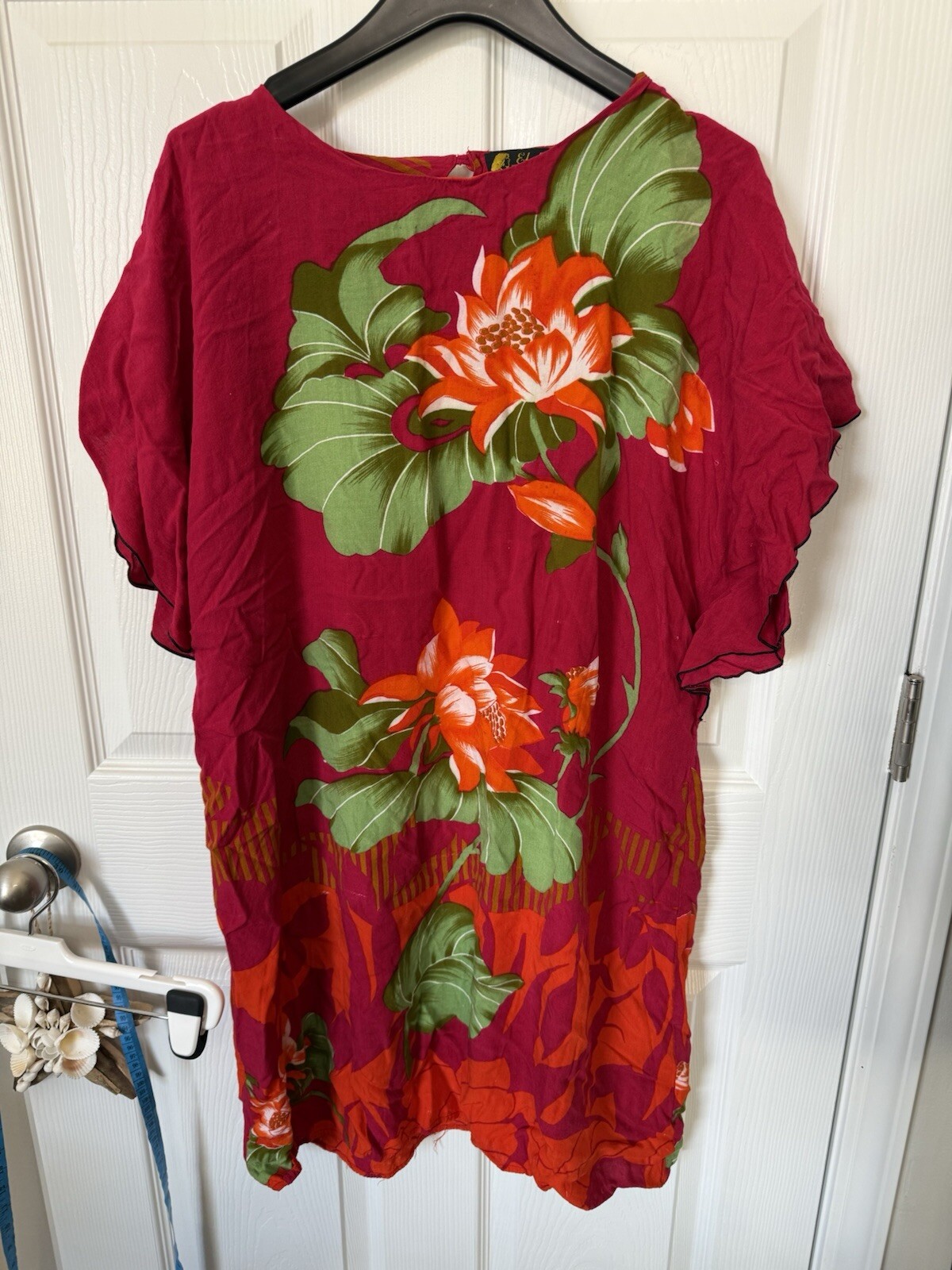Vintage Elok Dress Floral Red Batik Muumuu MUMU Resort Bali Tulum Indonesia
