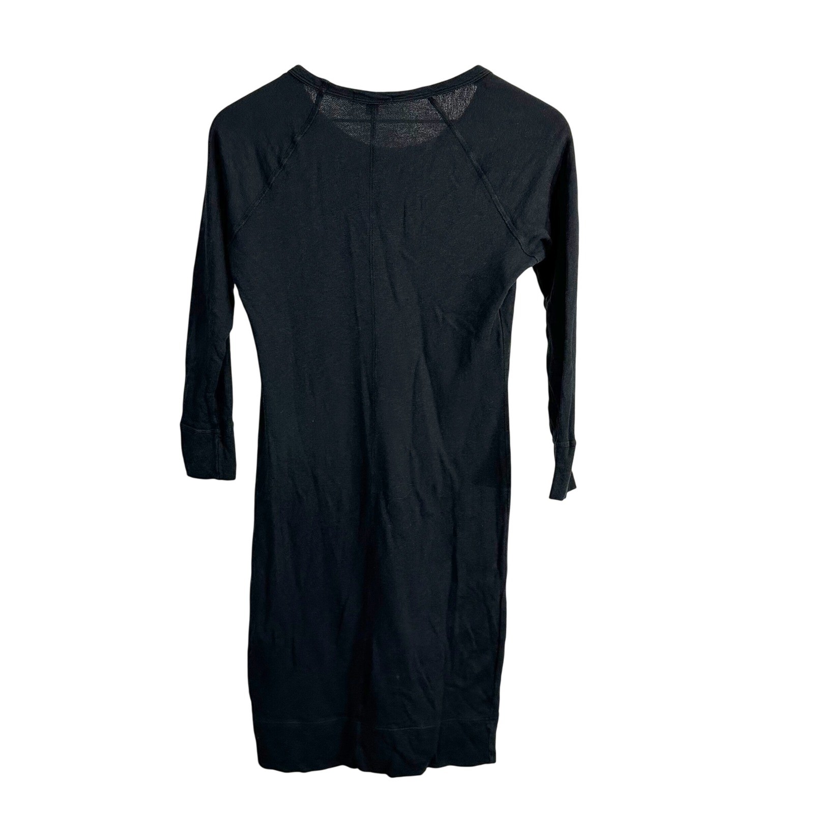 James Perse Raglan Sleeve French Terry Sweatshirt Dress Mini Black 0 Extra Small