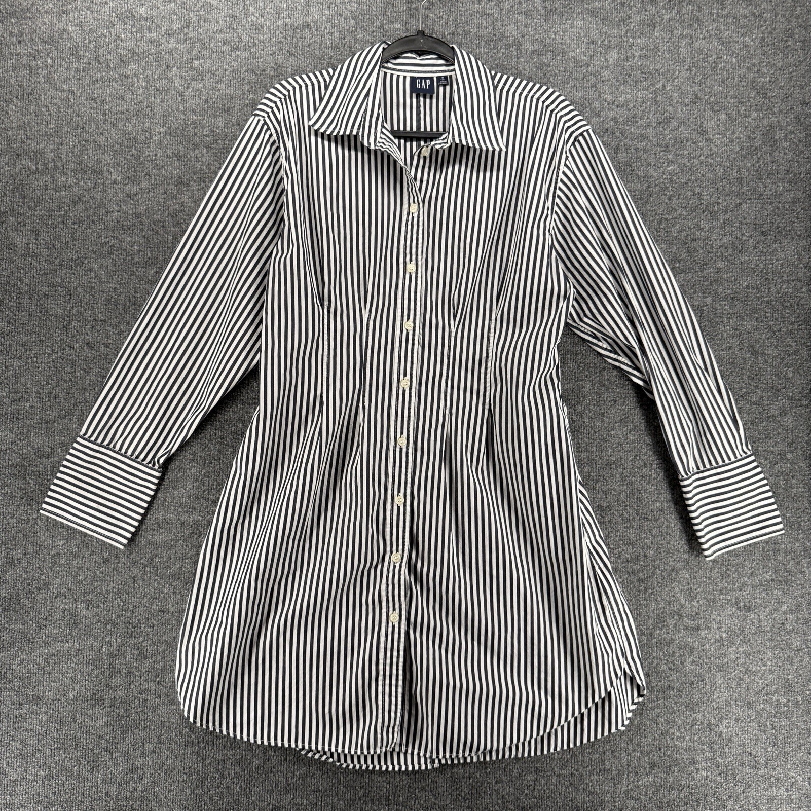 GAP Dress Womens M Tall Blue Striped Blouse Button Up Long Sleeve Old Money Prep