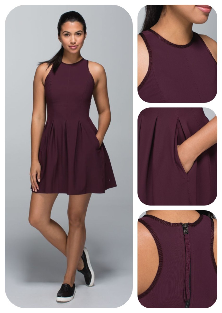 Lululemon Size 6 Here To There Dress Bordeaux Drama Mini Travel Tennis, pockets
