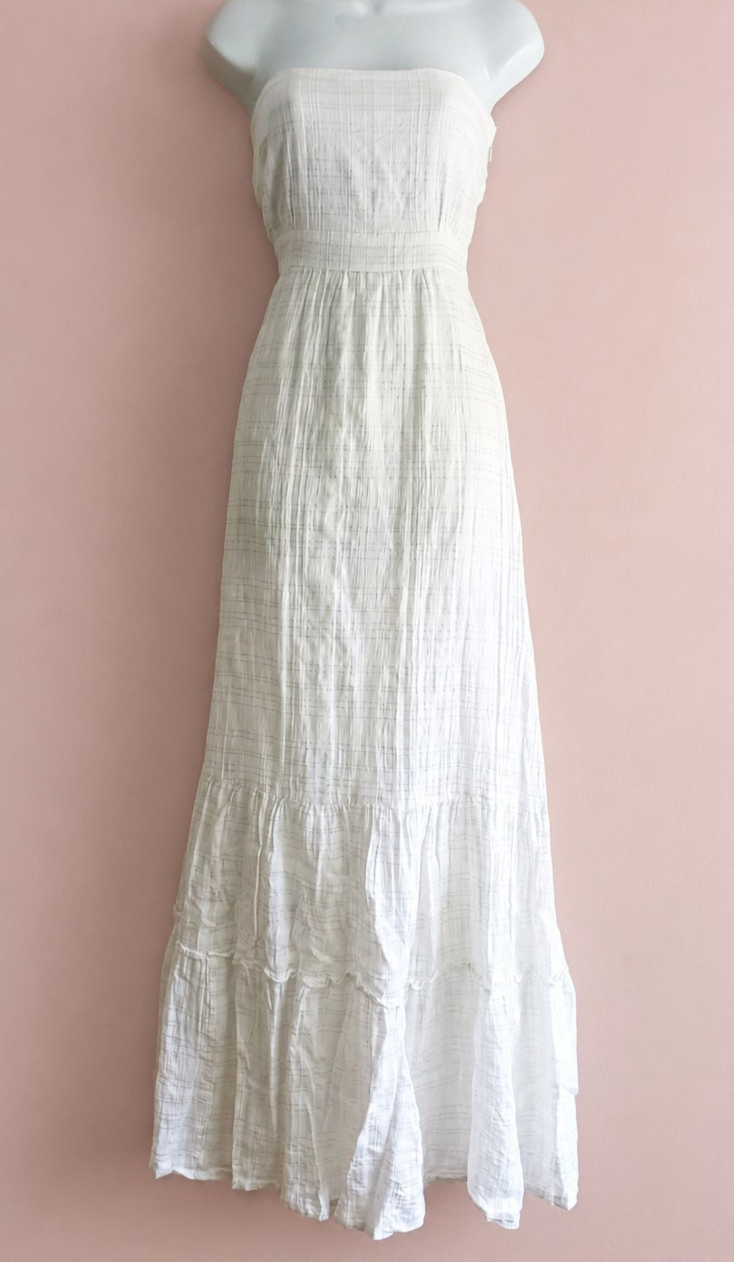 Jane Norman White Bandeau Strapless Maxi Dress UK 12 Summer Beach Holiday