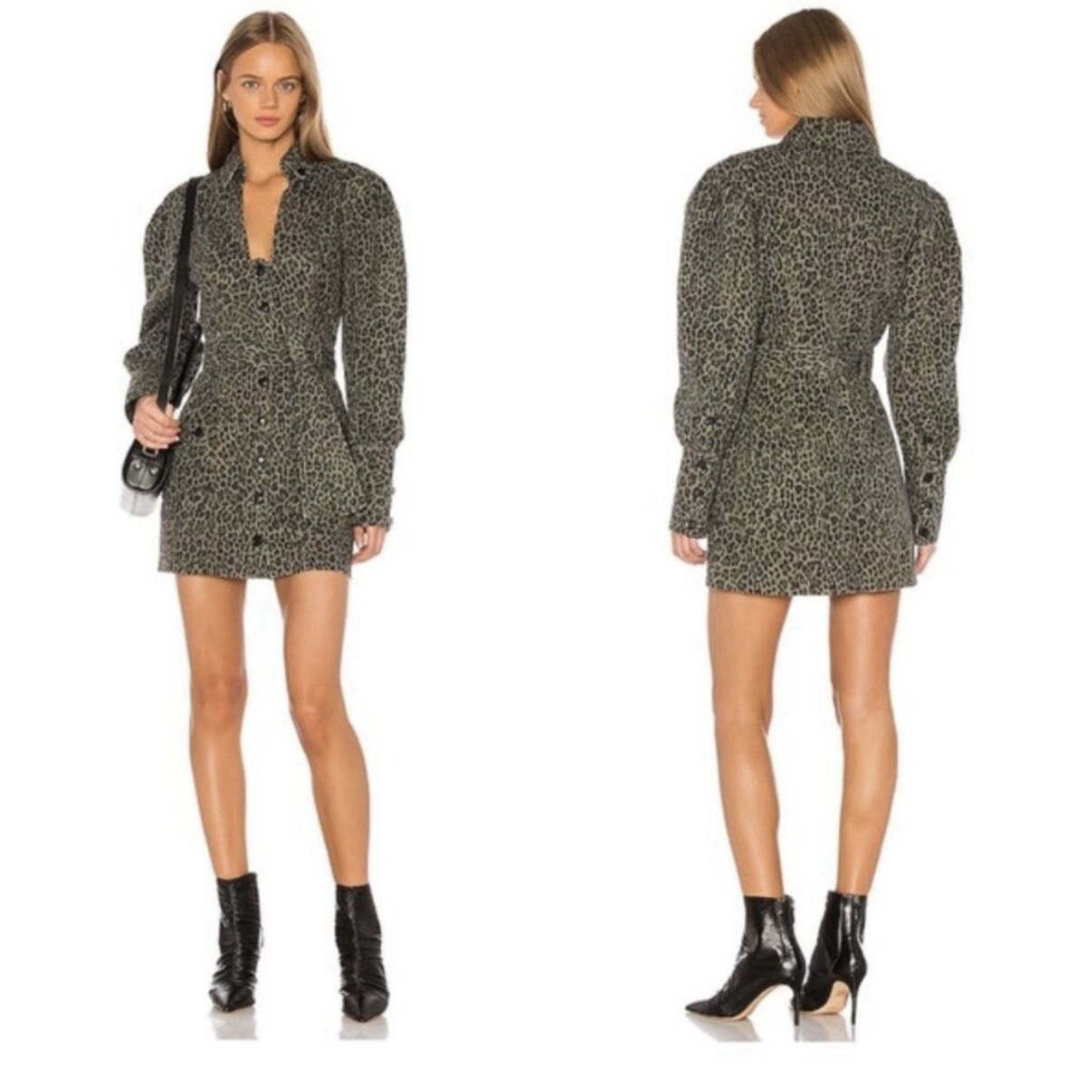 MARISSA WEBB $525 Mera Animal Print Canvas Denim Mini Dress Size 0 XS