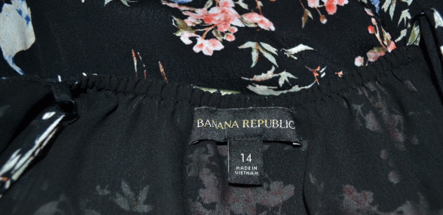 BANANA REPUBLIC Bird Flower Print Wrap Summer Sun Dress Bird Print Size 14