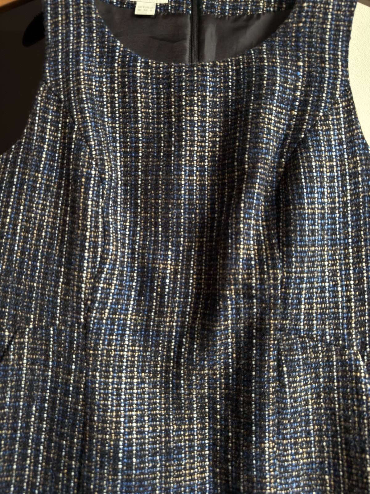 Monsoon UK 10 Blue & Black Tweed Bouclé Dress – Sleeveless Smart Work Office