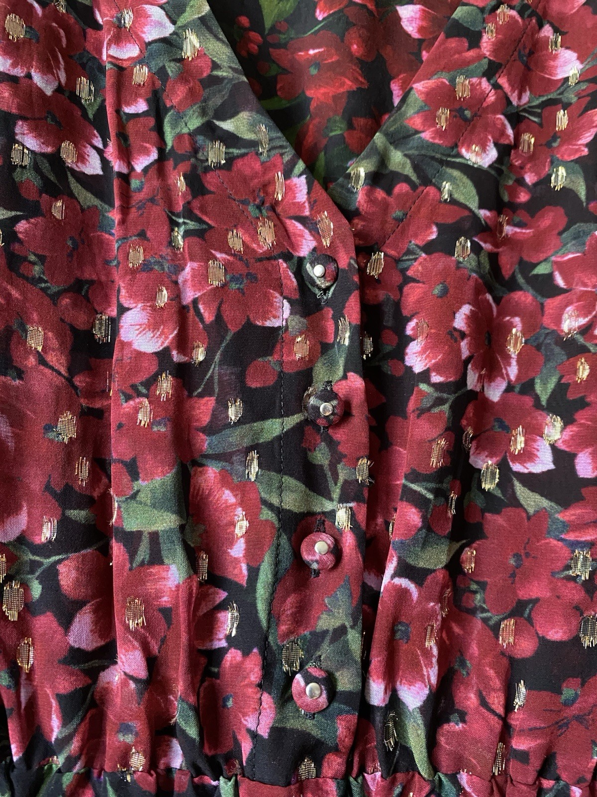 RRP$795 The Kooples Women’s Red Floral Metallic Dot Fit & Flare Dress Size US 1