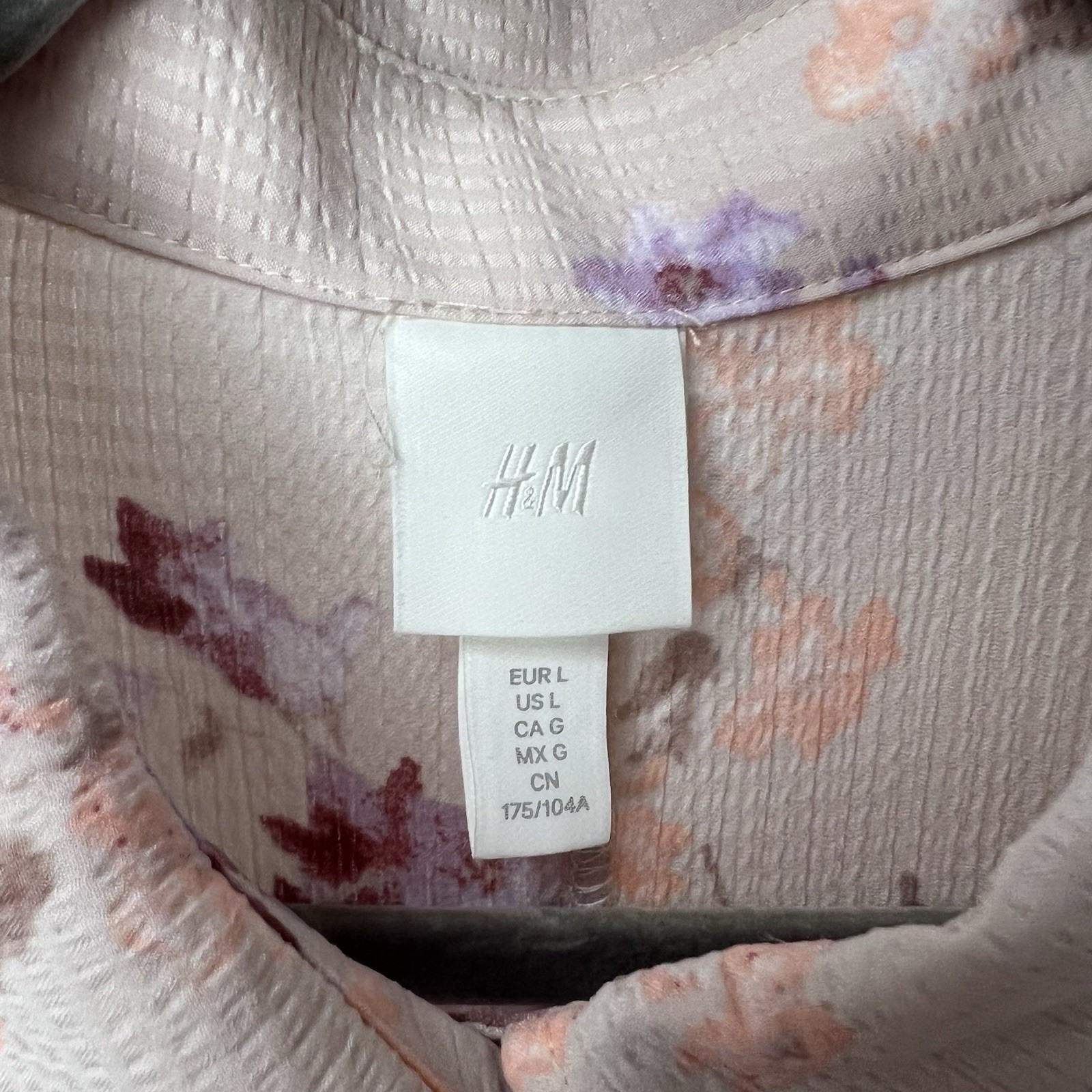 H&M Shirt Dress Women’s Large Pink Floral Button Up Maxi Mid Summer Long Sleeved