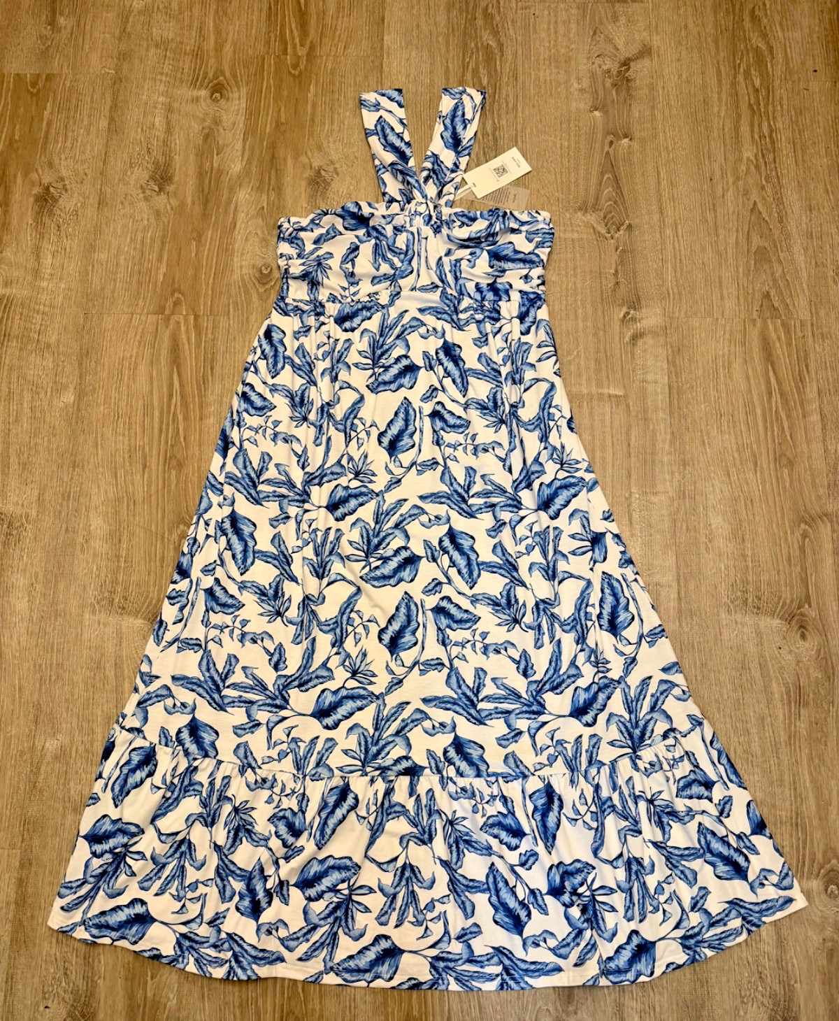 Grace Karin Womens Maxi Dress Large Tropical Print Stretch Pockets Ruffle Resort