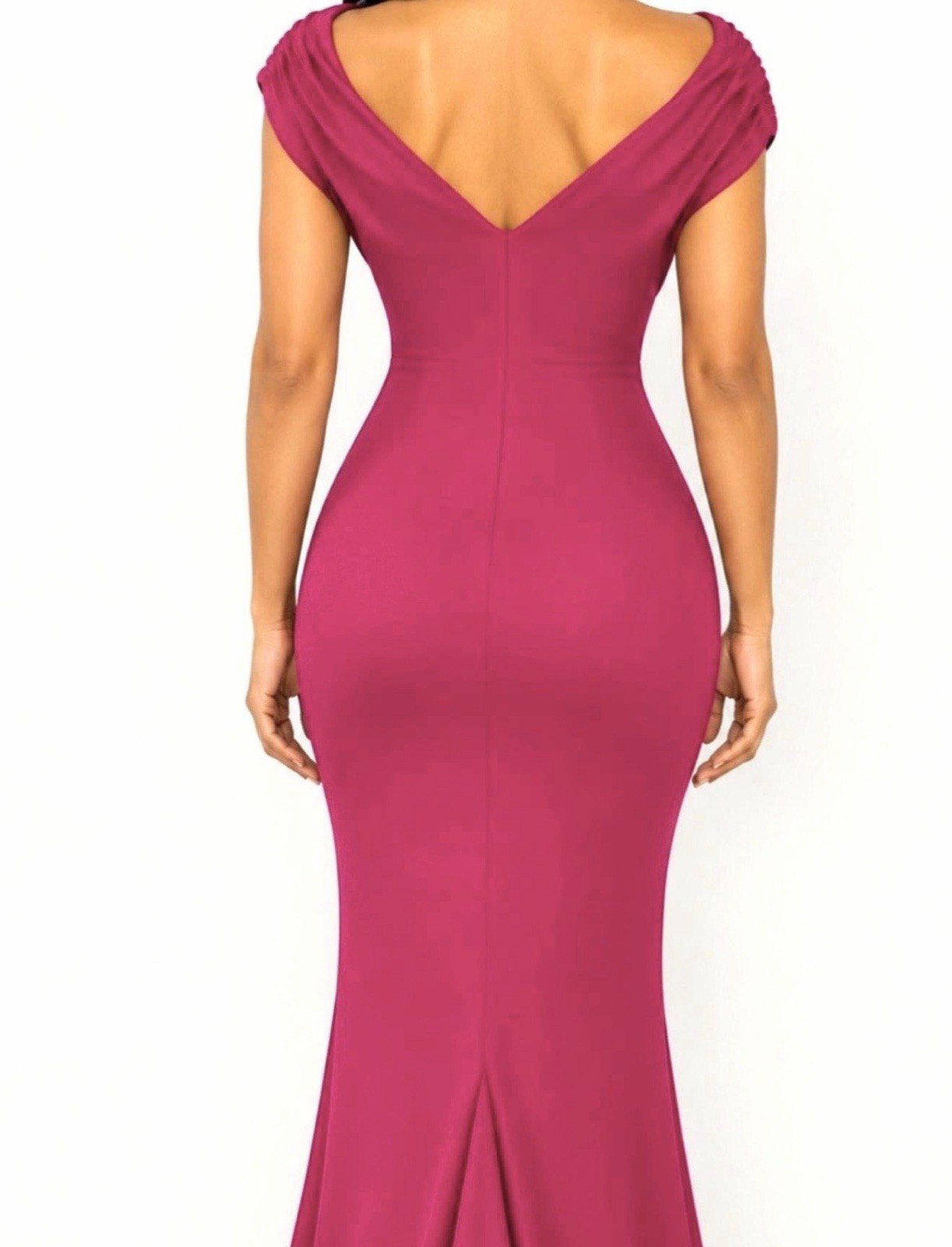 Pink One or Off Shoulder Draped Bodycon Maxi Dress Women’s Stretch M
