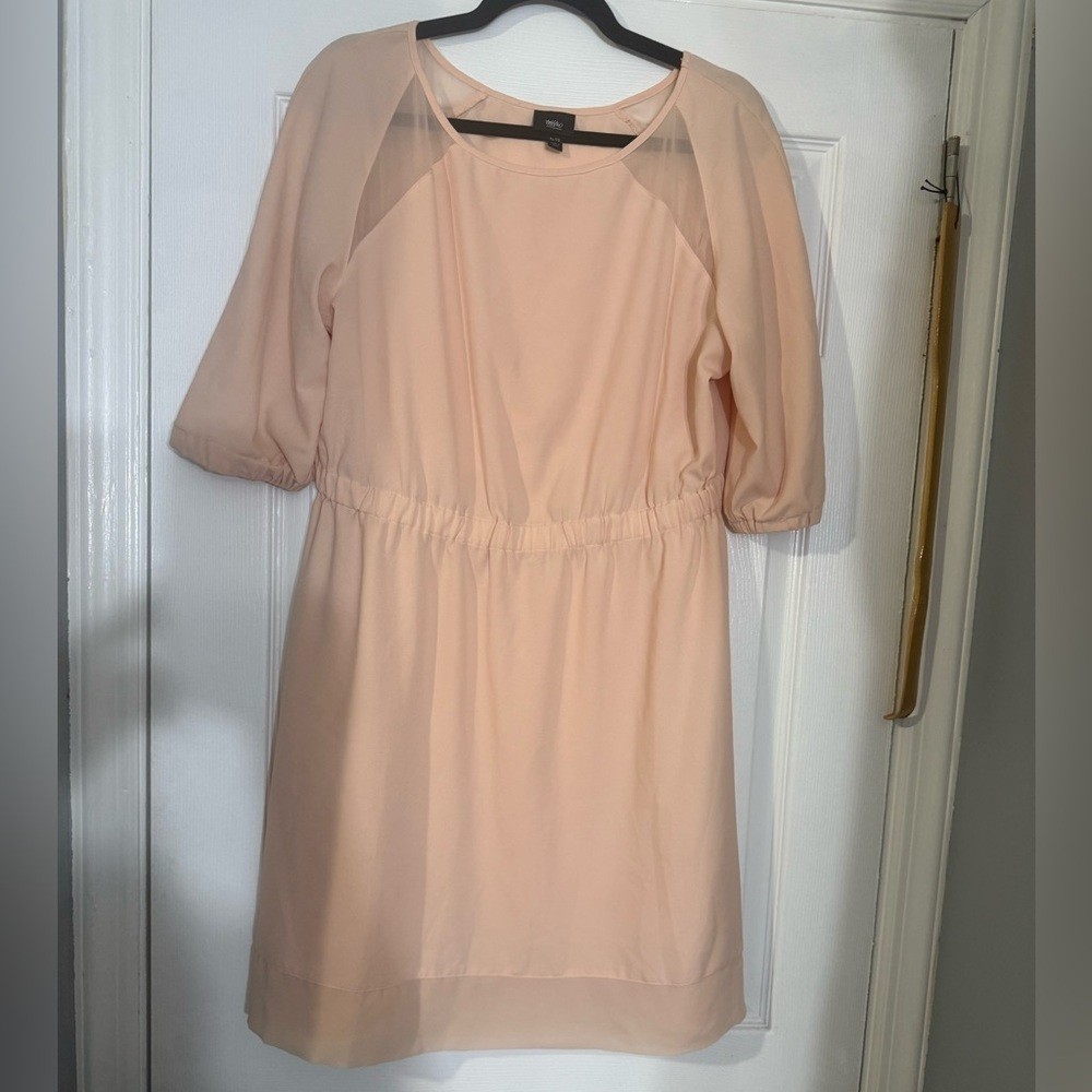 Mossimo Peach Sheer Shoulder Elastic Waist Dress XL