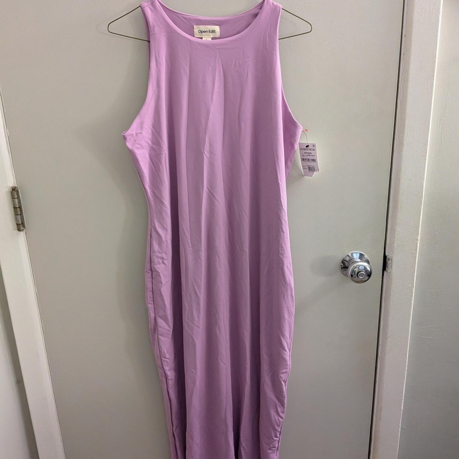 Open Edit Pink Sleeveless Maxi Dress Nylon Spandex Blend Large Summer Clean Girl