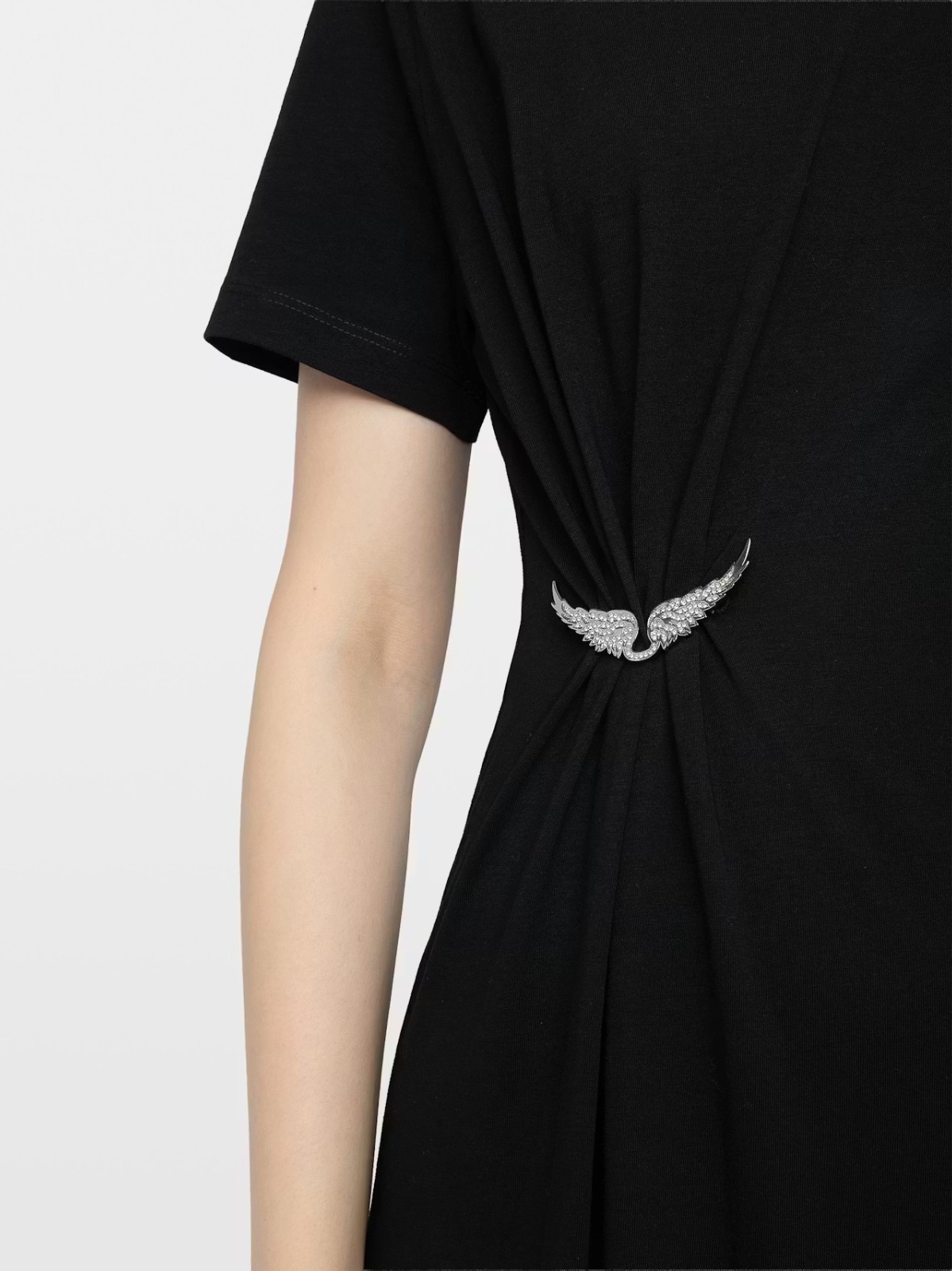 AUTHENTIC Zadig&Voltaire Women Cotton Rhinestone Brooch Soft T Long Dress XS-L