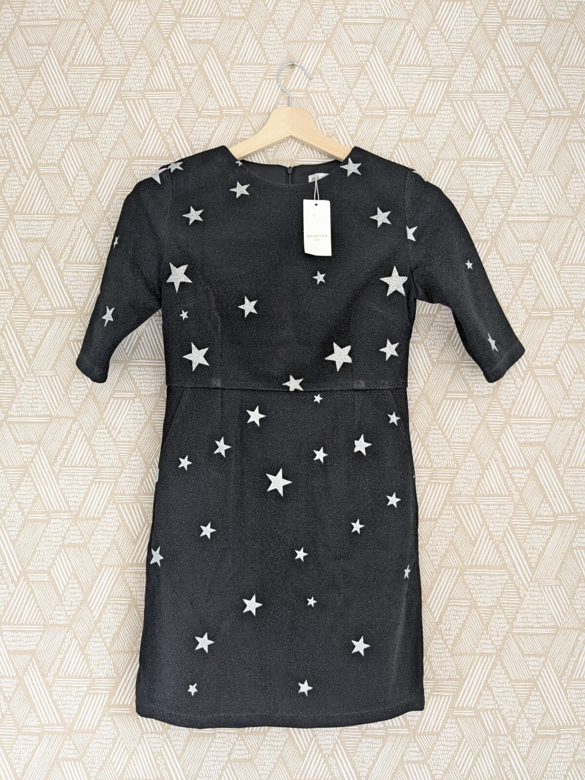 Madster Paris Black Star Pattern Dress Size Large