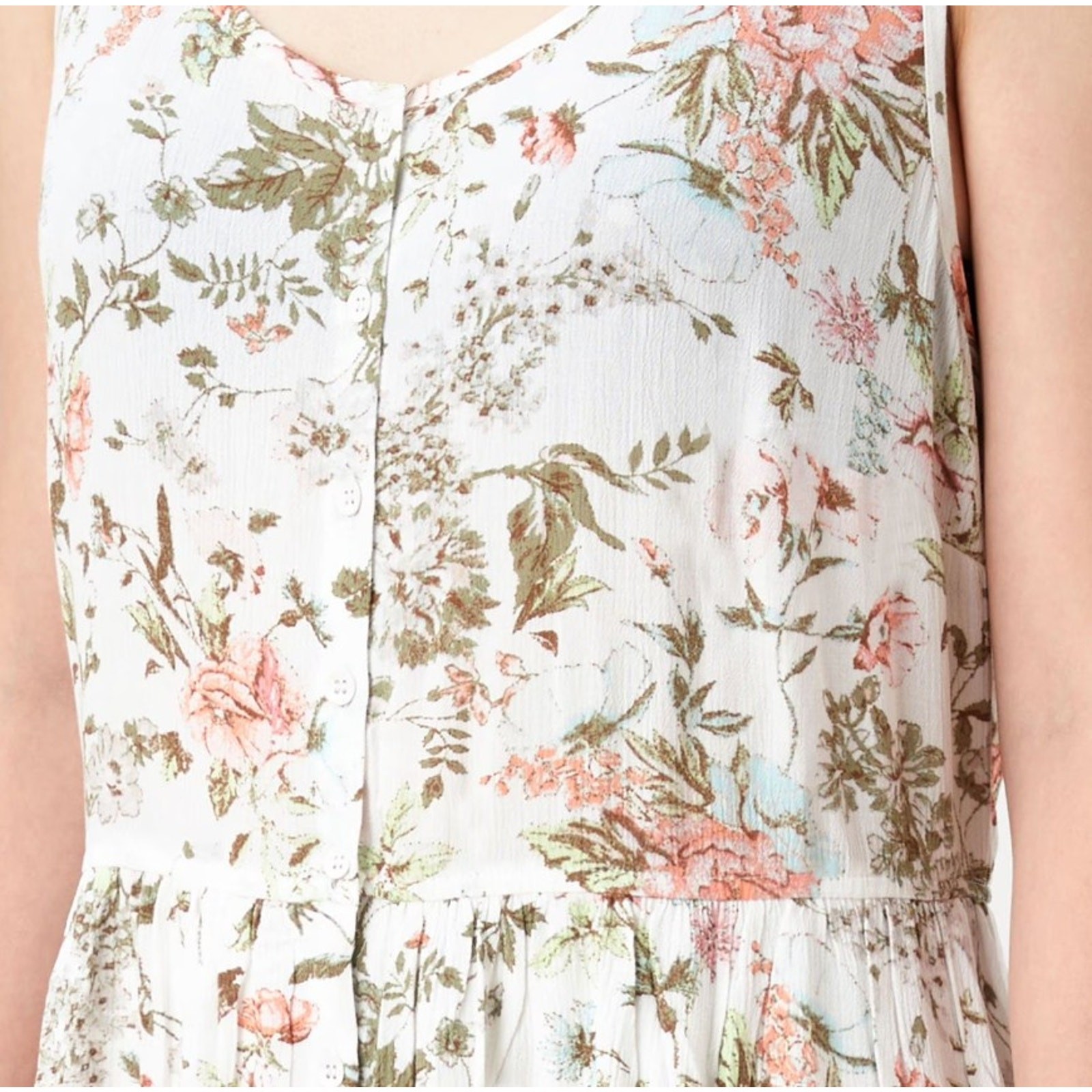 Frye white floral midi sleeveless prairie cottagecore dress sz L