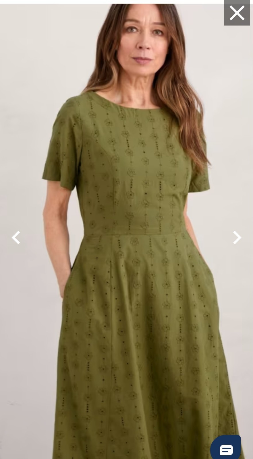Seasalt Garden House Broderie Waisted Dress 16 Green