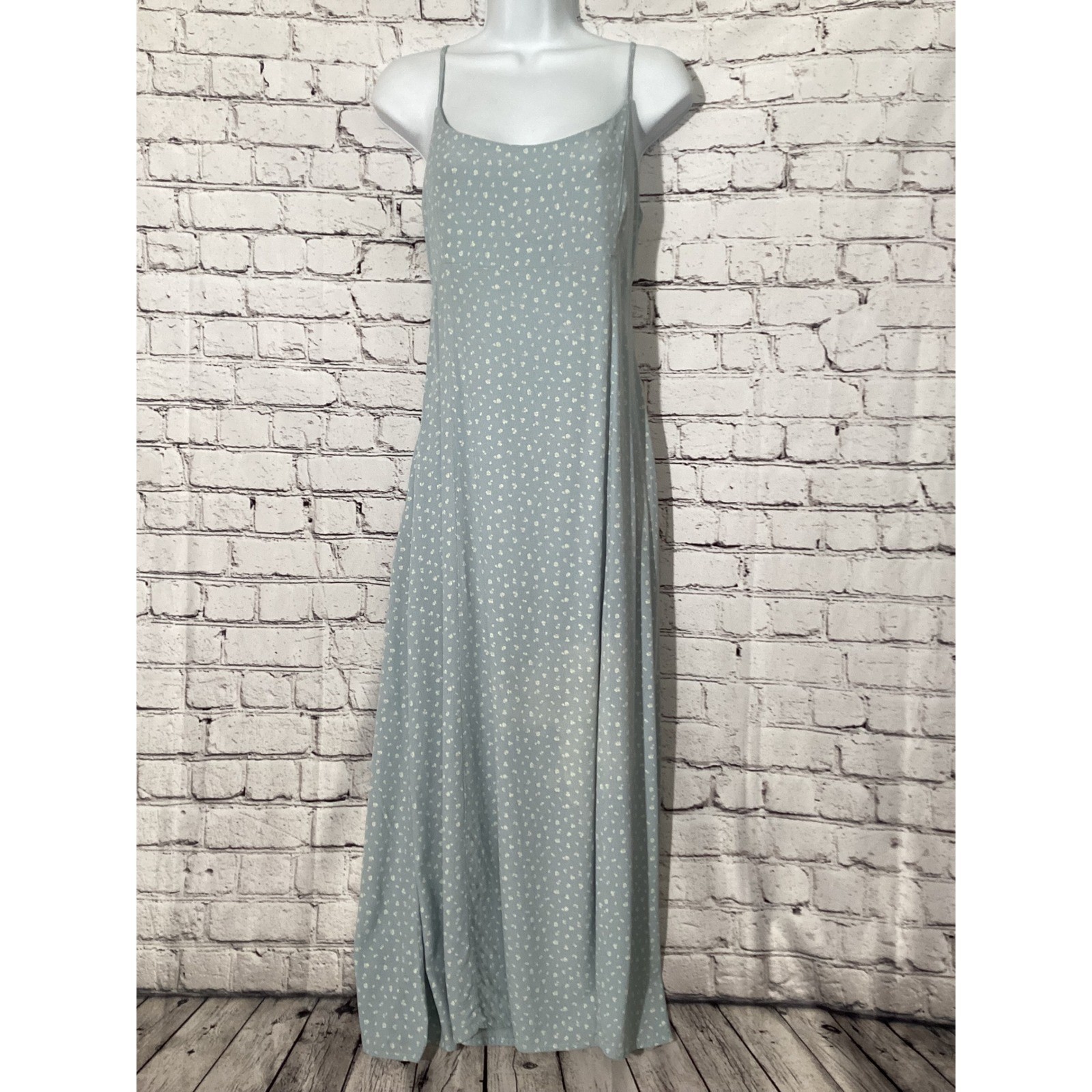 Brandy Melville Floral Maxi Dress Light Blue Ditsy Flower Adjustable Strap OS