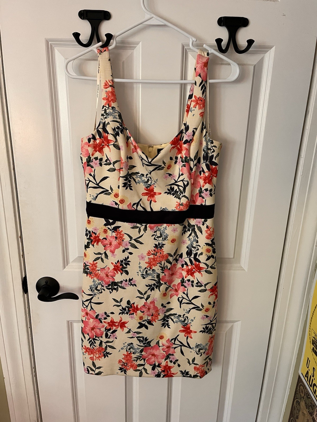 Guess Women’s Size 10 Yellow Floral Sundress Scuba Sheath Cocktail Mini Lined