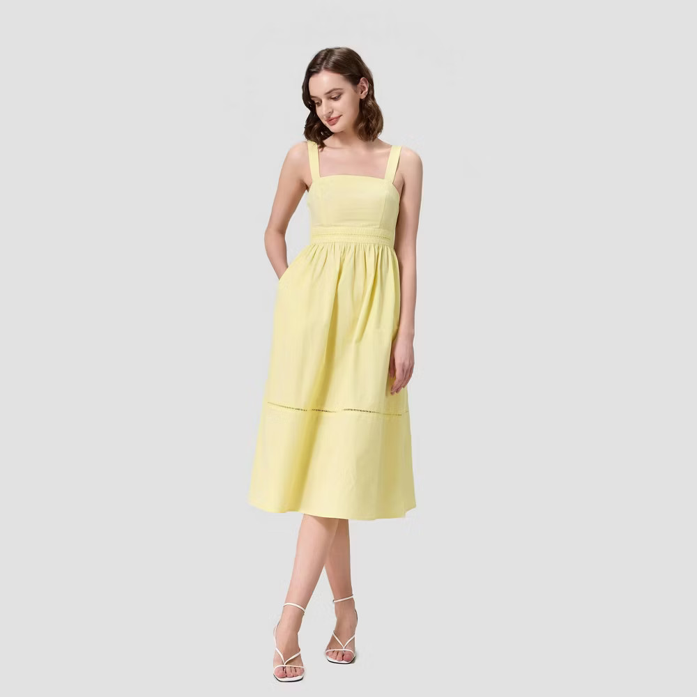 Women Poplin Fit and Flare Midi A-Line Dress – A New Day