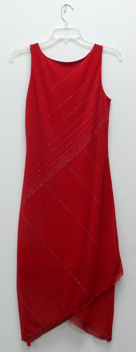 Buyer Too! Red Sparkly Dress Sequin Thread sz Med Fits Small Pre-Owned