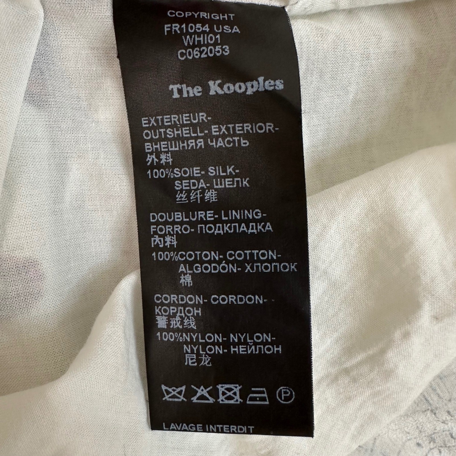 The Kooples Butterfly Print Silk Mini Dress Women Small White Lace Up Ruffle
